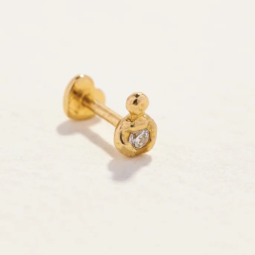 Pamela Love 4mm molten double dot stud earring 14k yellow gold new in box